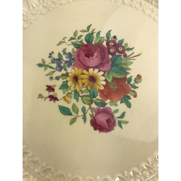 Vintage‎ Royal Cauldon England Embossed Floral 11” Dinner Plates Set Lot Of 4